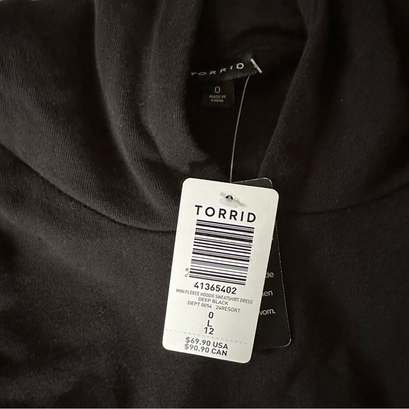 NWT Torrid Mini Fleece Hoodie Sweatshirt Dress Black - Picture 5 of 8